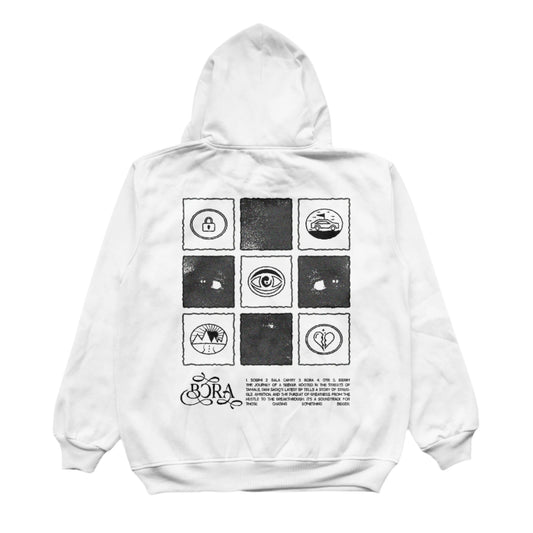THE BORA GRID HOODIE - WHITE