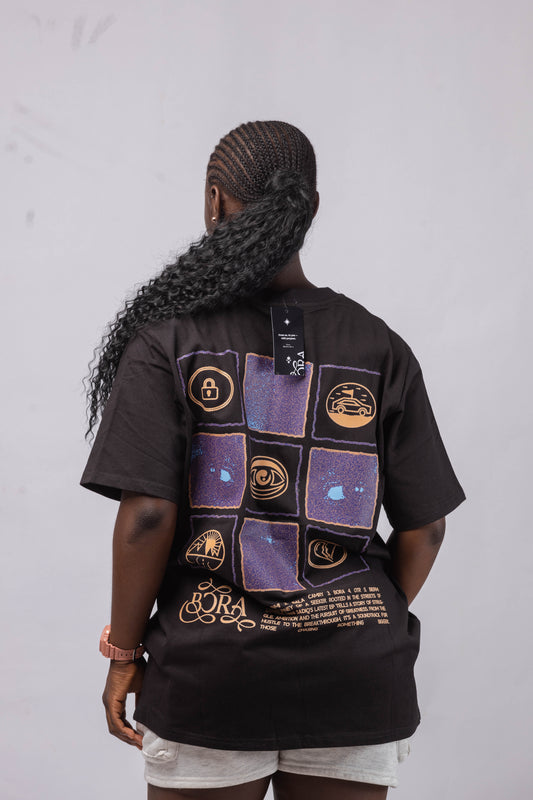 THE BORA GRID TEE - BLACK