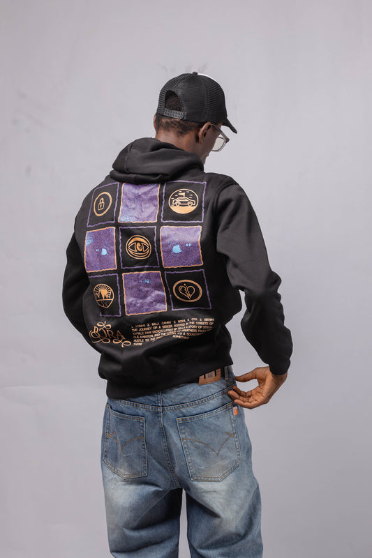 THE BORA GRID HOODIE - BLACK