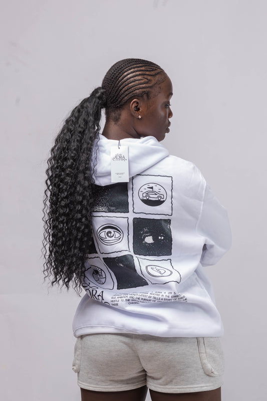 THE BORA GRID HOODIE - WHITE